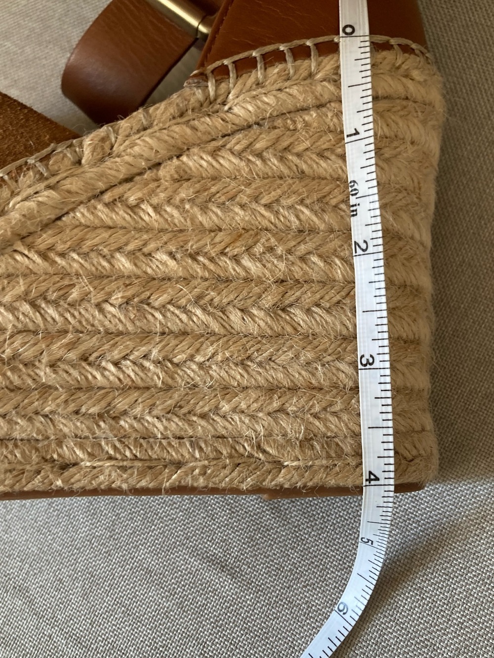 Marc Fisher LTD Adalyn Cognac Suede Leather Espadrille Platform Wedge Sandal 7.5 - Picture 9 of 10